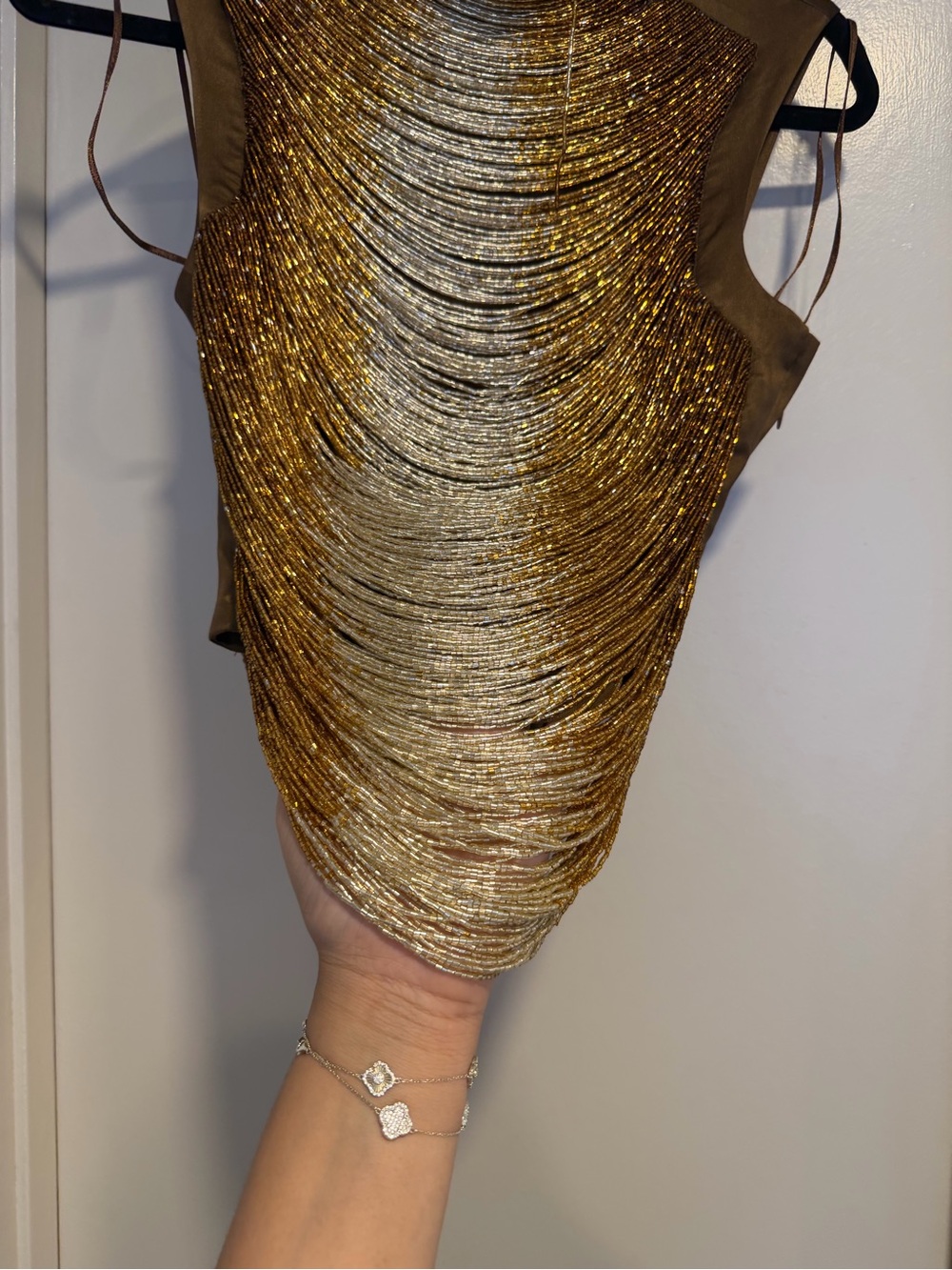Cult Gaia Taraji Gold Beaded High-Neck Top Size Small NEW! New with tags! - Picture 6 of 14